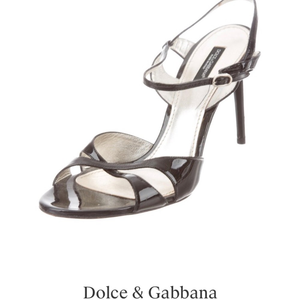 DOLCE &GABBANA PATENT CROSSOVER SANDALS - Picture 3 of 8